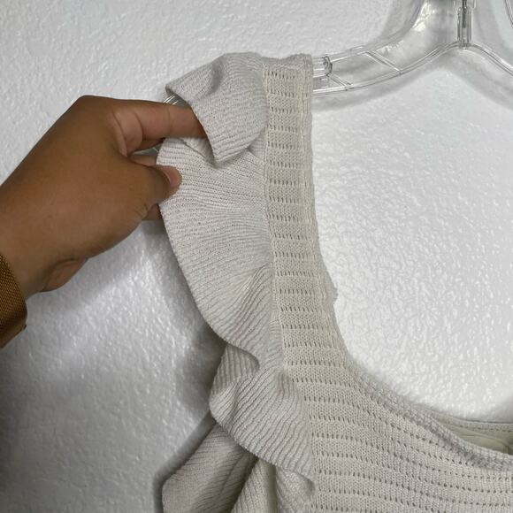 Anthropologie Womens Dress Size L White Sleeveless Knitted Crochet Style Lined - Picture 12 of 16